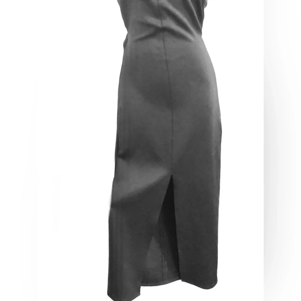 Zara black scuba fit twisted back cutout front slit sleeveless dress size XS new - Picture 11 of 16